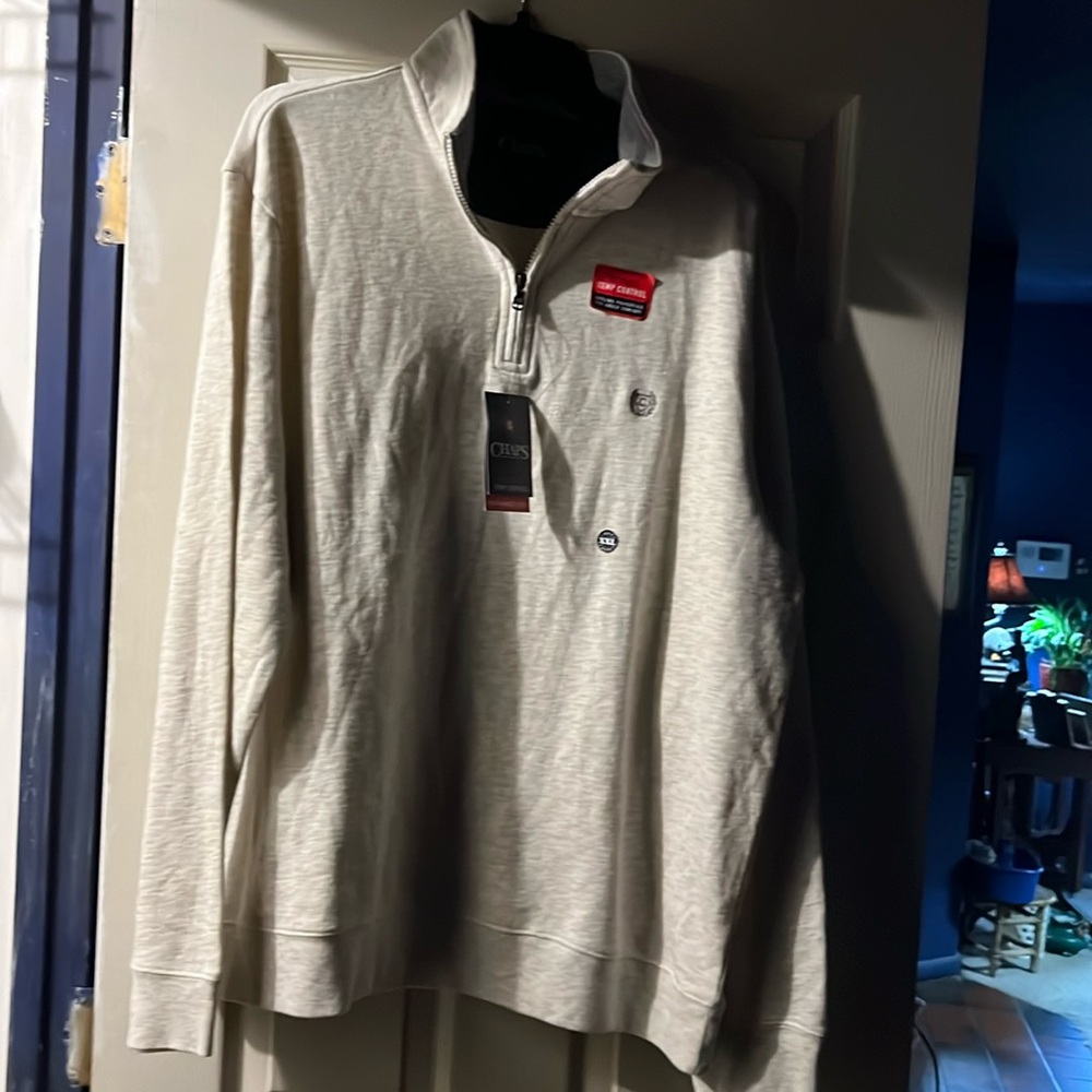 Chaps Men 3/4 Zip Sweatshirt Size  XXL Color Natural